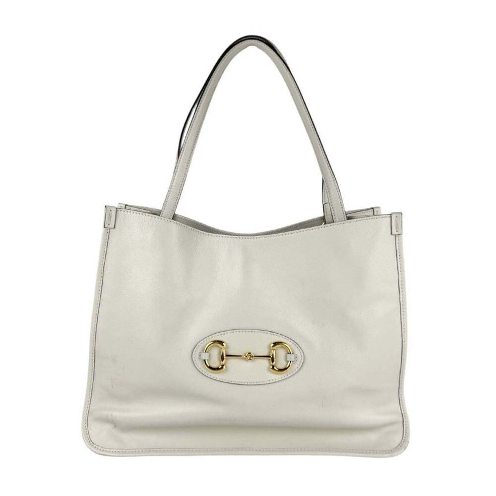 GUCCI White Leather Horsebit Shoulder Bag - Picture 1 of 5